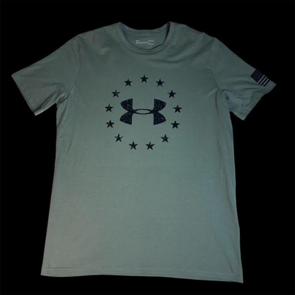 UNDER ARMOR MEN'S FREEDOM MILITARY STARS HEATGEAR T-SHIRT SIZE LARGE